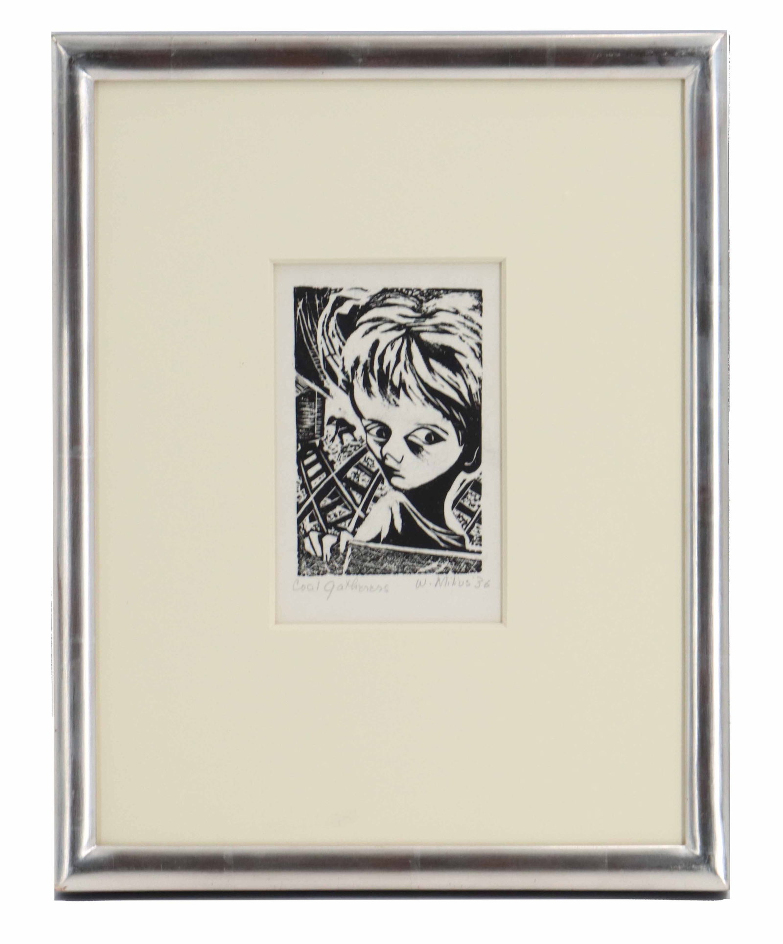 Winifred Milius Lubell (1914-2012) American, 1936 Woodcut, "Coal Gatherers" (1 of 7)