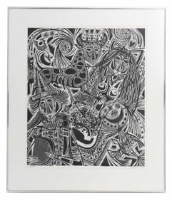 Vytautas Ignas (1924-2009) Lithuanian/American, 1971 Linocut, "A Dream"