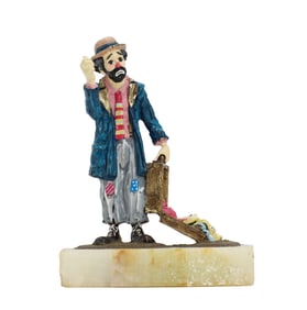 Ron Lee (1947-2017) American, Hand Painted Pewter and Onyx Statue "Knickers Hitchiking"