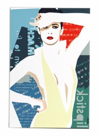 Janine Hoffman (21st Century) American, Pop Art Digital Painting on Canvas "Red Lips"