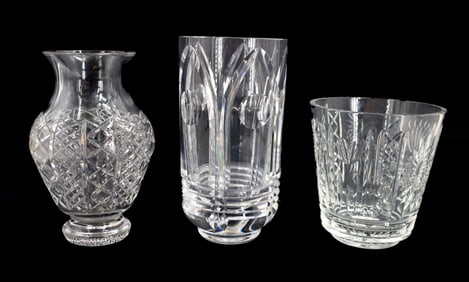 (2) Waterford and (1) Orrefors Cut Crystal Vases - AS IS