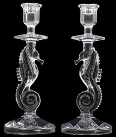 Pair of Waterford Crystal Seahorse Candlesticks