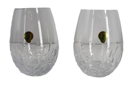 Pair of Waterford Lismore Deep Red Wine Glasses With Original Box