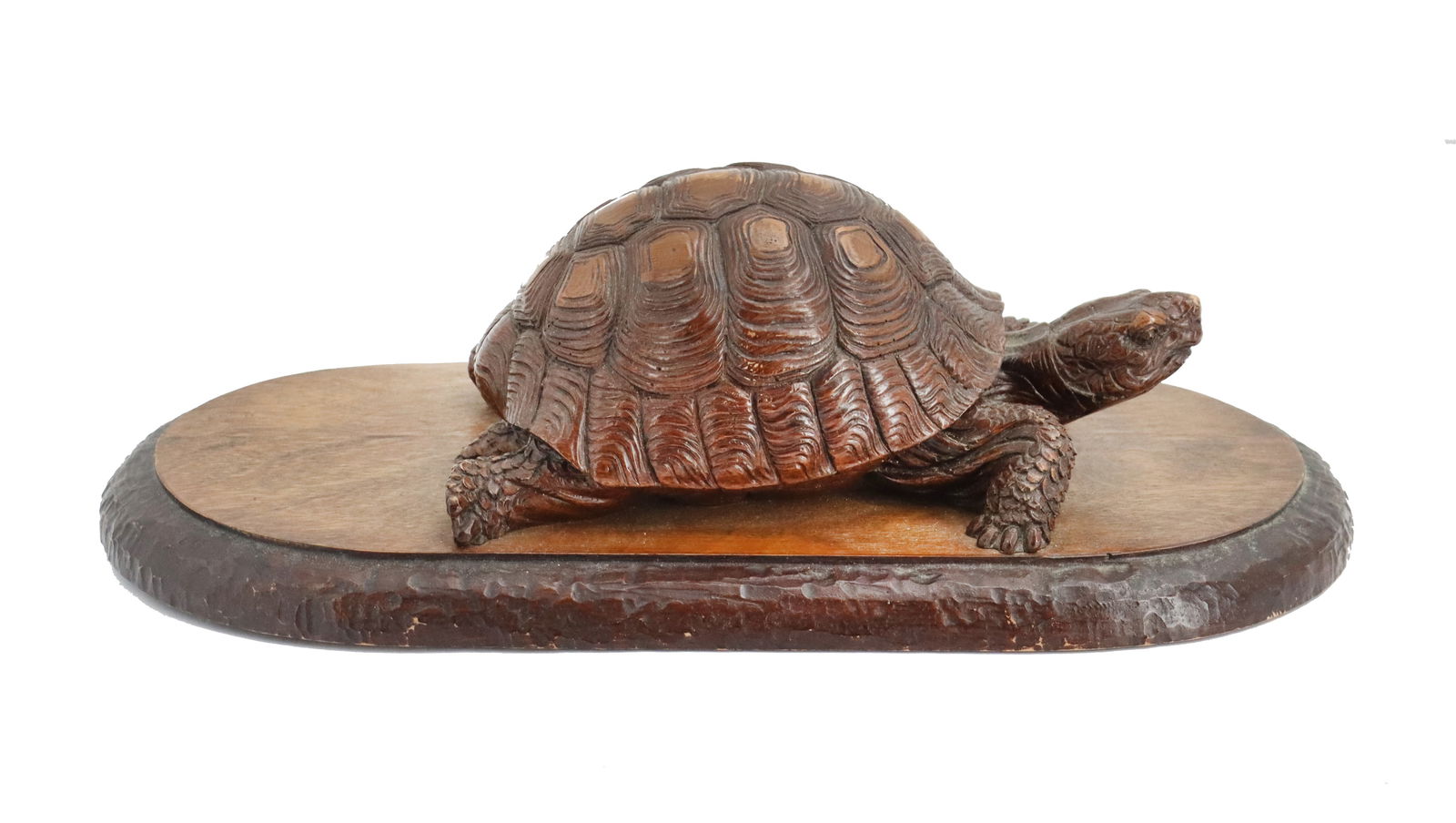 Carved Wooden Turtle Sculpture on Display Plaque (1 of 15)