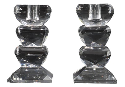 Pair of Cut Crystal Candlesticks in Original Boxes