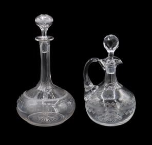 (2) Cut Crystal Decanters with Stoppers