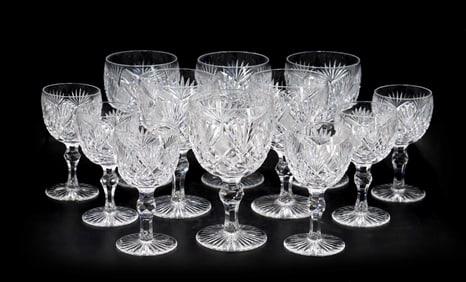 (12) American Cut Glass Wine Goblets