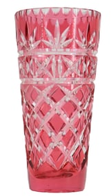 Cranberry Cut Glass Vase