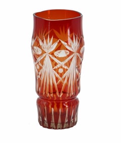 Vintage Latvian Ilguciems Cut to Clear Glass Vase