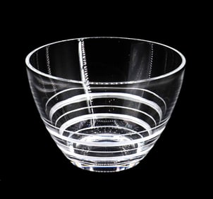 Etched Lined Pattern Crystal Bowl