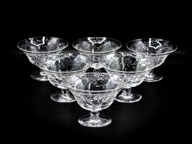 (6) Crystal Glass Pedestal Bowls