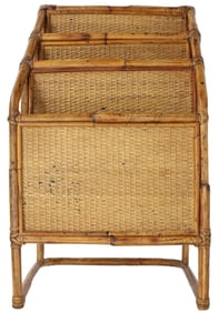 Vintage Selamat Designs Bamboo & Woven Rattan Magazine Rack