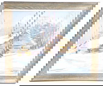 Signed Varsh (20th Century) Oil on Canvas Winter Landscape