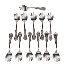 (12) Reed & Barton Ice Cream Forks "Francis I" Pattern - 10.93 ozt.