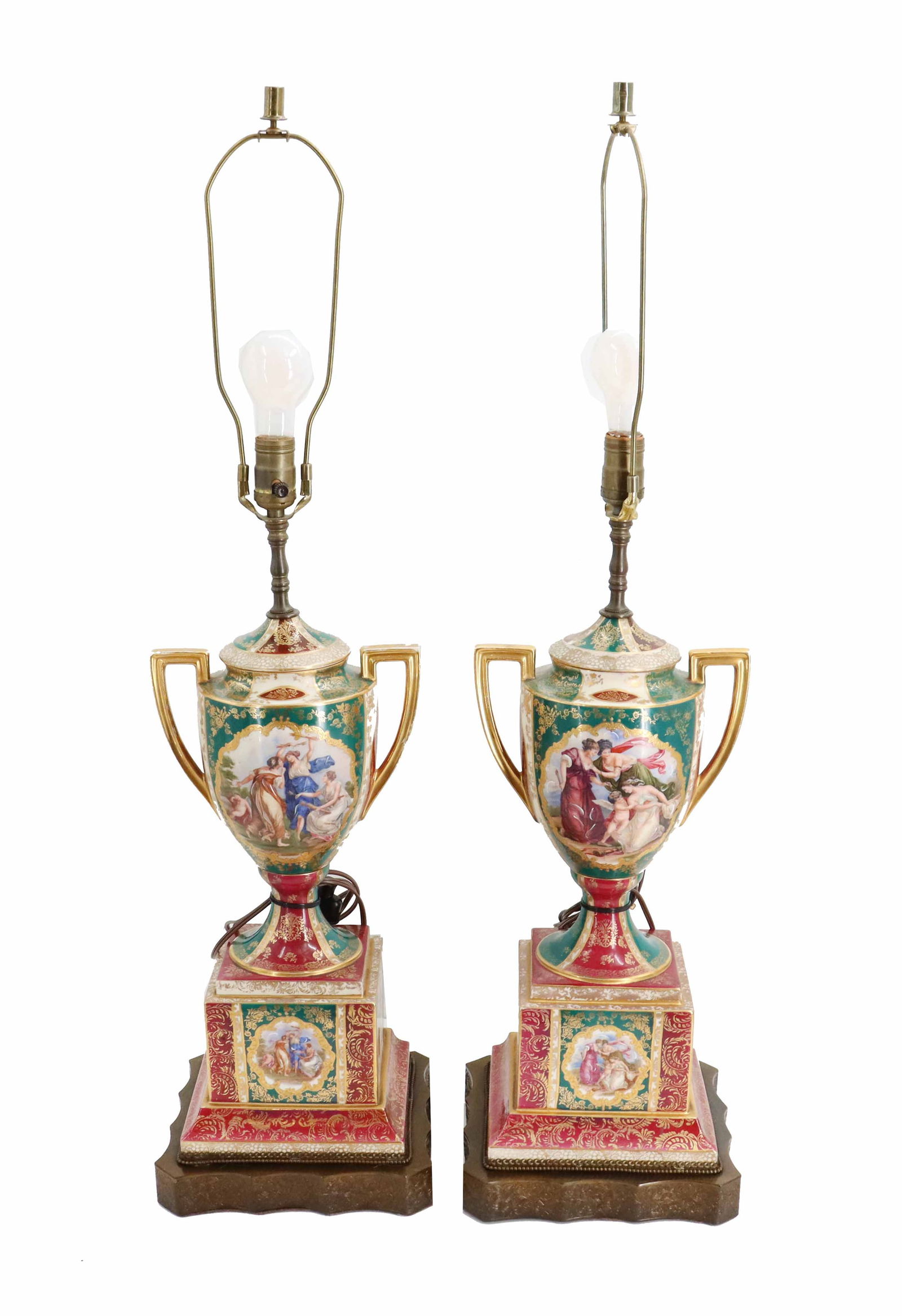 (2) Antique German Erdmann Schlegelmilch Porcelain Vases as Lamps (1 of 20)