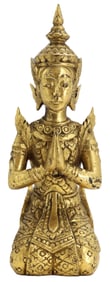 Thai Carved Gilt Wood Thepanom Buddhist Statue