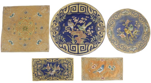 (5) Antique Chinese Silk Embroidered Textiles