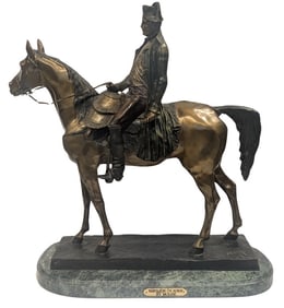 After Louis-Marie Morise (1818-1883) French, Bronze Napoleon on Horse Statue