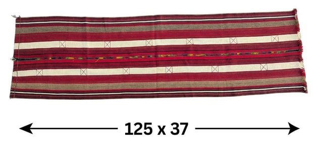 Egyptian Red and Cream Wool Tribal Runner