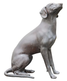 Life Size Metal Sculpture of a Hunting Dog