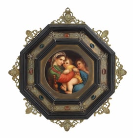 Antique Porcelain Plaque After a Renaissance Painting by Raphael