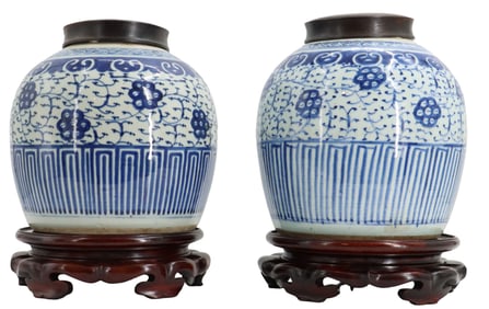 Pair of Chinese Blue and White Jars