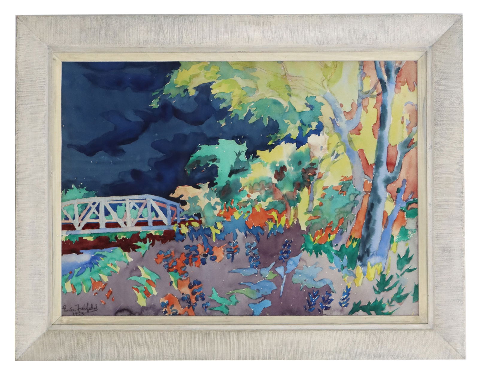 Eric Freifeld (1919-1984) Russian/Canadian, Watercolor on Paper Garden Landscape: Eric Freifeld (1919-1984) Russian/Canadian, Watercolor on Paper Garden Landscape. Signed lower left. Framed. Overall Size: 28 x 36 in.Sight Size: 21 x 29 in. Eric Freifeld (1919-1984) was