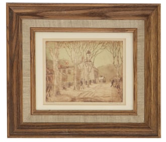 Albert Ernest Newbury (1891-1941) Australia, Ink and Colored Pencil Sketch of Warrenmount, Dublin