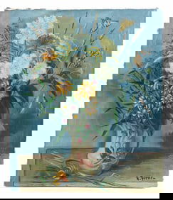 Ernest Fiene (1894–1965) American, Oil on Canvas Floral Still Life "Wild Flowers"