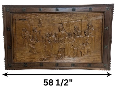 Filipino Carved Wood Relief Plaque of The Last Supper