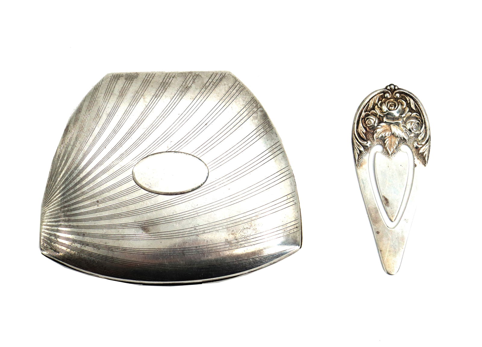(2) Sterling Silver Items, Compact and Page Clip (1 of 19)