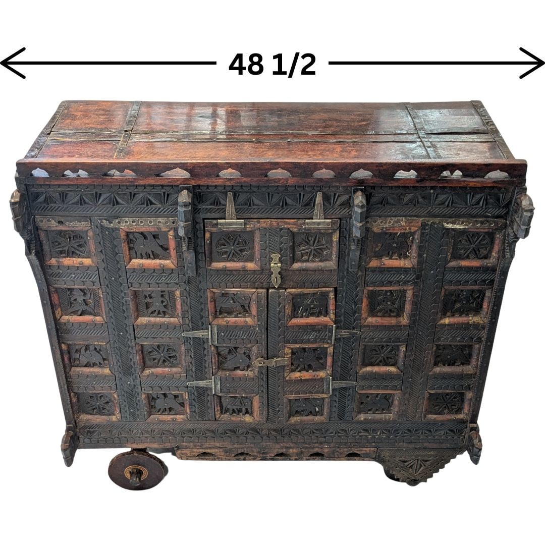 Vintage Indian Polychrome Painted Dowry Chest (1 of 20)