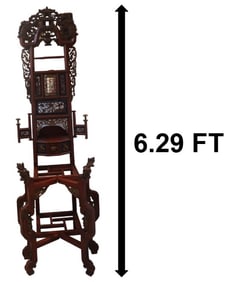 Antique Chinese Carved Lacquered Wood Wash Basin Stand