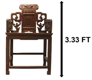 Antique Chinese Carved Hardwood Altar Chair