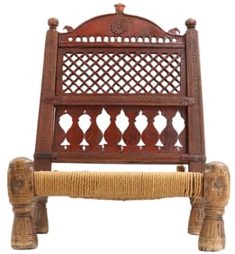 Vintage Indian Rajasthani Pidha Teakwood Chair