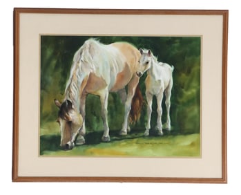 Patricia Payne Weaver (20th Century) American, Watercolor on Paper, Horse and Foal