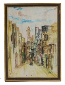Andre Elbaz (Born 1934) Moroccan, Cityscape Oil on Board
