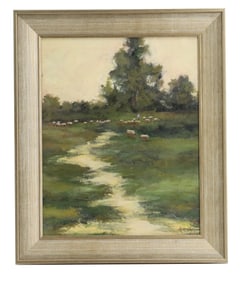 Nandor Horthy (Born circa 1927) Hungarian/Canadian, Oil on Board Impressionist Landscape with Sheep