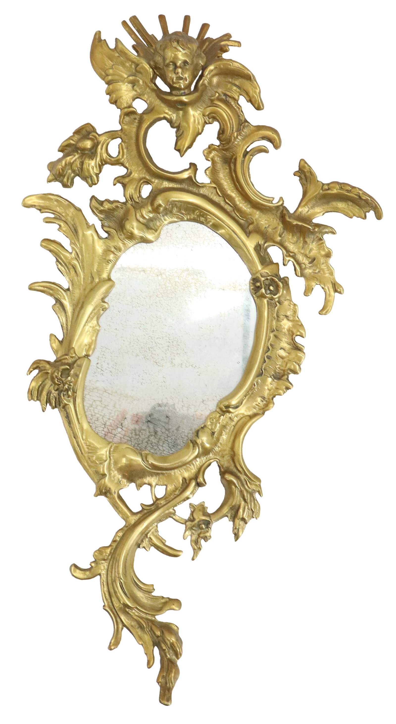 French Rococo Style Brass Wall Mirror - AS IS (1 of 13)