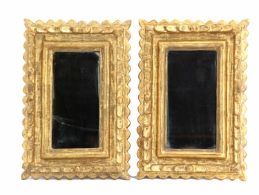 Pair 19th Century Style Italian Carved Giltwood Mirrors