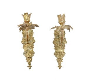 Matching Pair of French Brass Candle Sconces