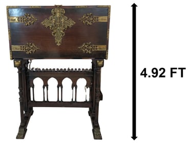 Monumental Spanish Renaissance Style Mahogany and Brass Vargueno