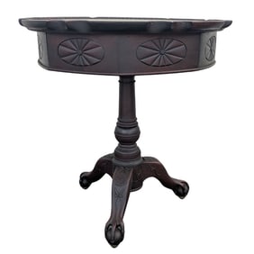 American Federal Period Pie Crust Rent Drum Table With Ball and Claw Foot