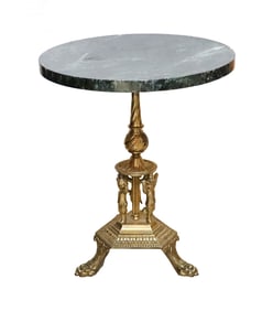 Brass and Marble Ornate Side Table