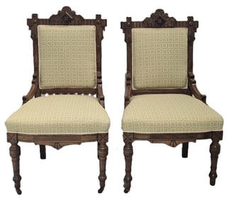 Pair of Matching Eastlake Movement Game Chairs