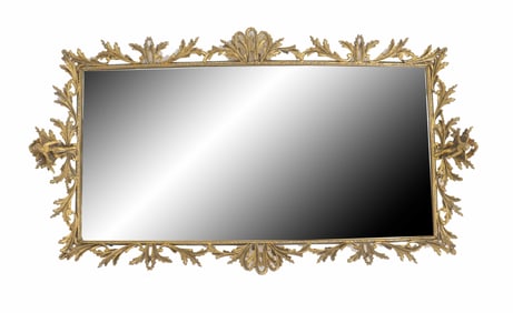 Ornate Rectangular Mirror Backed Glass Tray