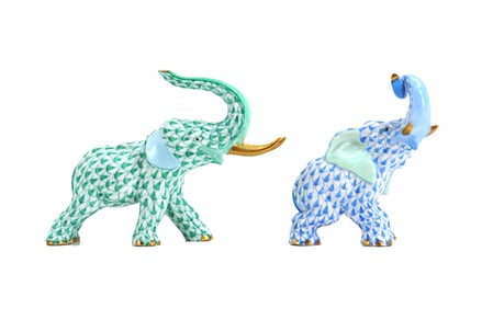 (2) Herend Hungary Porcelain Elephants