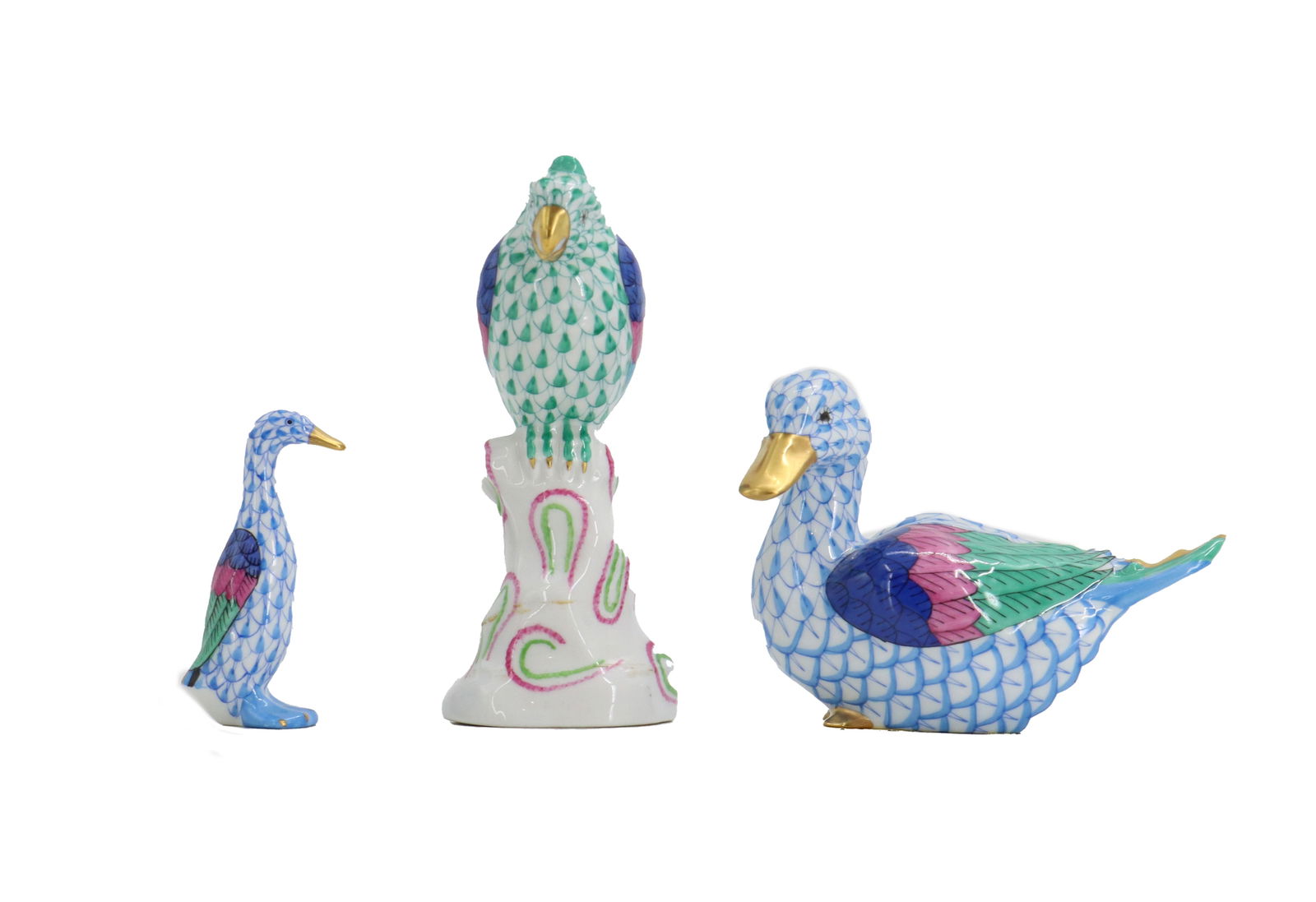 (3) Herend Hungary Birds with Fishnet Pattern (1 of 16)