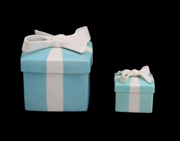 (2) Tiffany & Co. Porcelain Trinket Boxes
