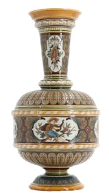 Antique German Villeroy & Boch Mettlach Art Nouveau Ceramic Pedestal Vase